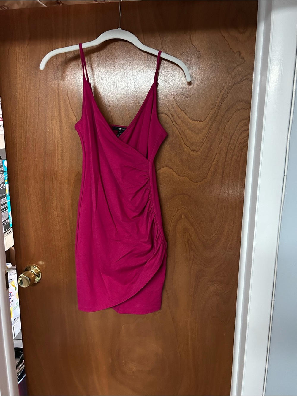 Forever 21 Fuchsia Ruched Wrap Mini Dress